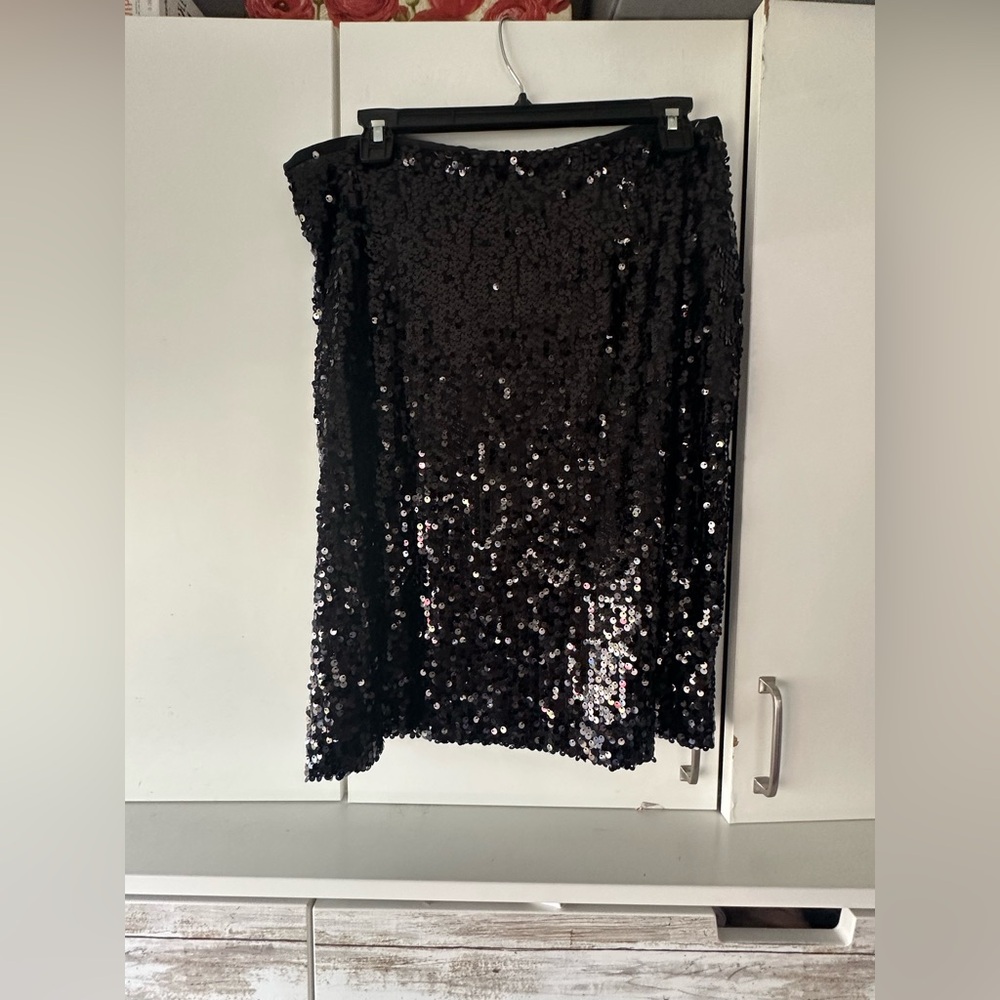 ✨ Calvin Klein Black Sequin Skirt Size 10 Party Cocktail Evening Skirt ✨
